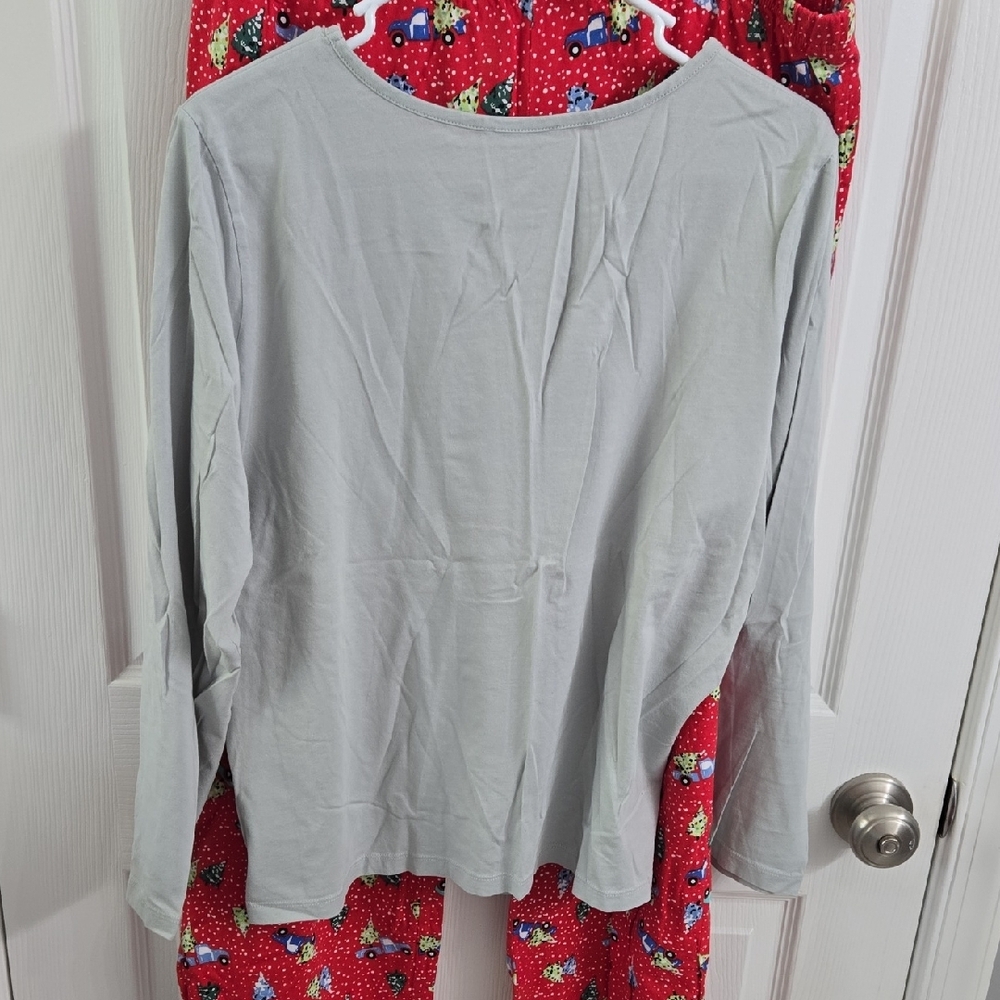 Avon Gray Pajama Set with Red Festive Truck - Picture 3 of 5